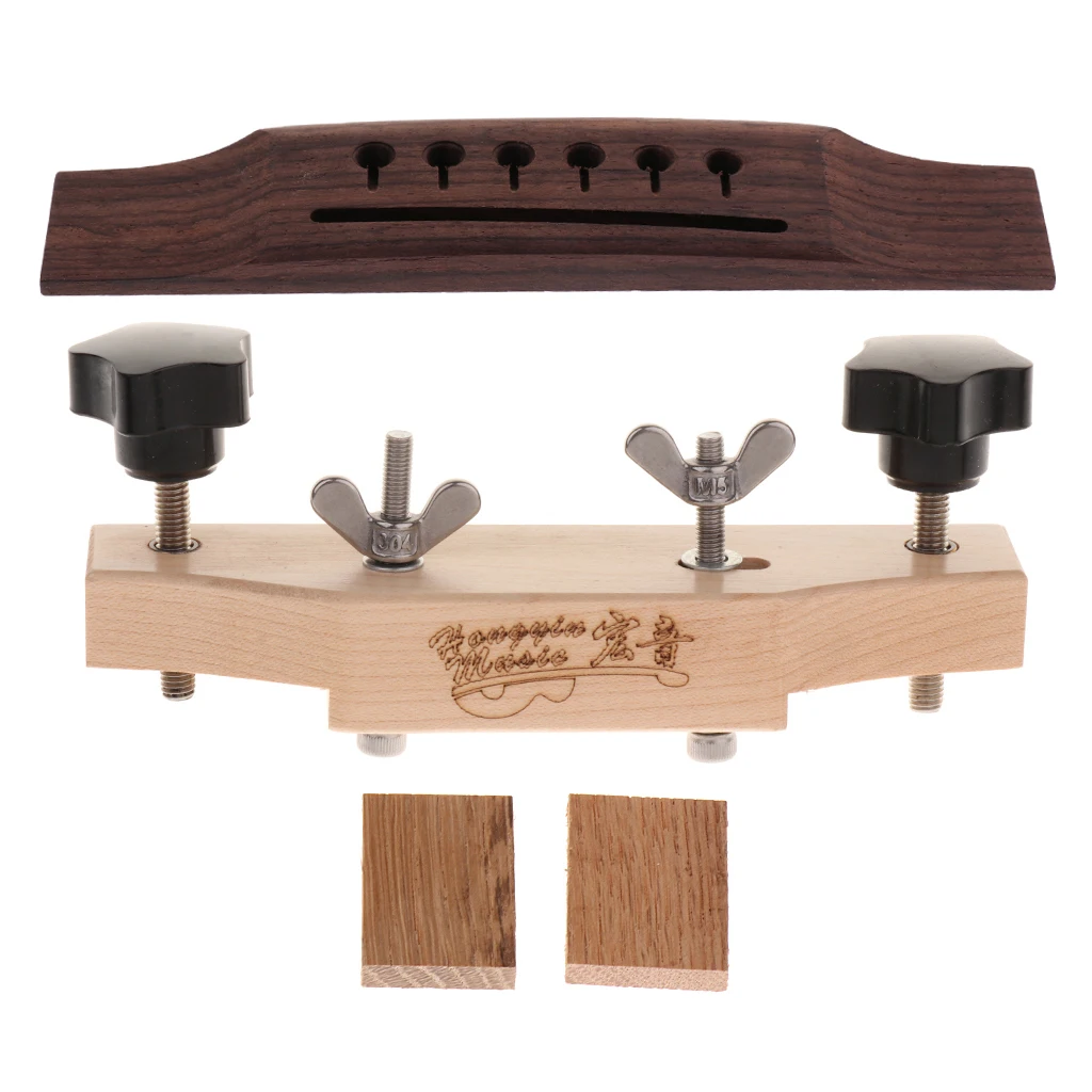 

Durable Solid Maple Acoustic Guitar Rosewood Left-handed Bridge with Bridge Clamp Set Luthier Tools