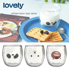 Прекрасный медведь шаблон термостойкий стакан из двойного стекла чай милое молоко прозрачная изоляция утолщенная чашка 250 мл высокого качества