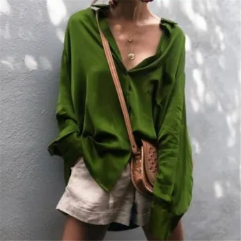 

Hot Sale Women Spring Blouse Elegant Woman Plus Size Long Sleeve Shirt Ladies Casual Solid Color Loose Button Down Tops Blouse