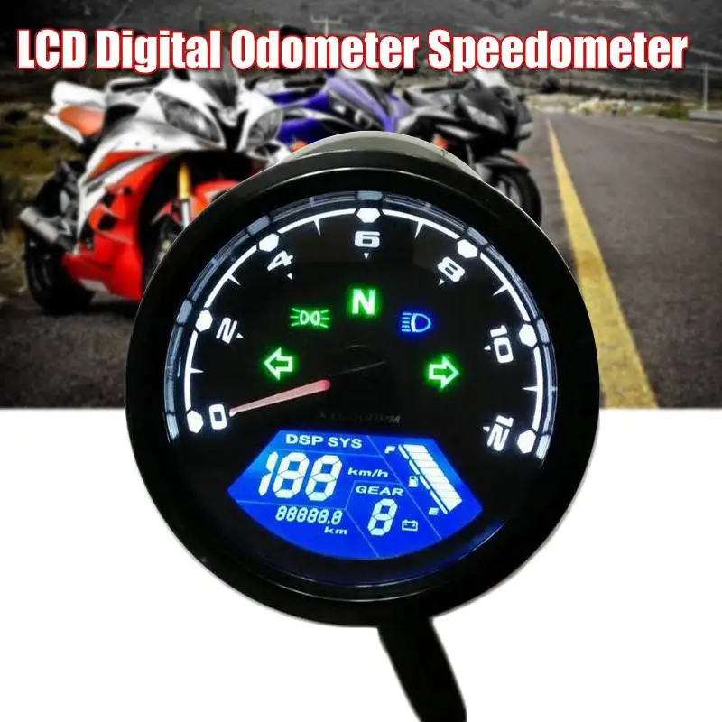 Универсальный цифровой измеритель скорости мотоцикла одометр тахометр датчик двойной скорости ЖК-экран для 1-4 цилиндров