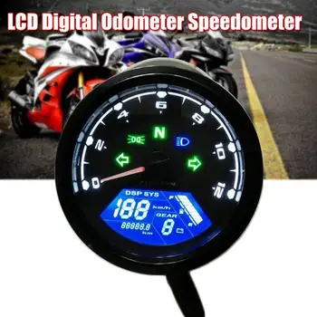 

Universal Digital Motorcycle Speed Meter Odometer Tachometer Gauge Dual Speed LCD Screen for 1-4 Cylinders