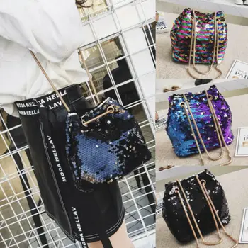 

Women's Mermaid Sequin Glitter Bag Leather Purse Ladies Sequins Patchwork Cosmetic Bags Female