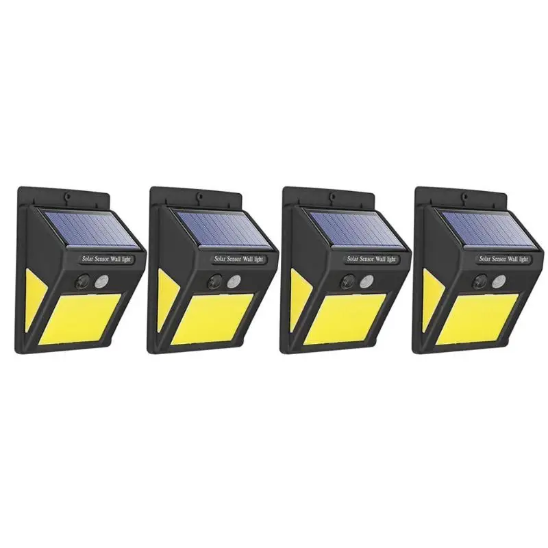 

4pcs 60 LEDs COB Solar Panel Lamp Motion Sensor Wall Lights Outdoor Garden IP65 Waterproof Path Security Solar Lights