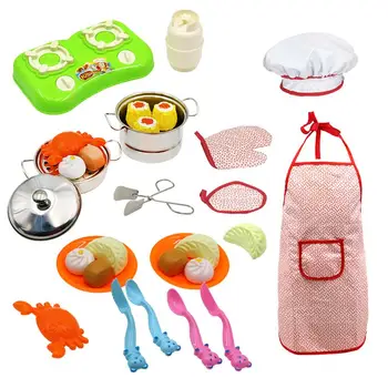 

Children's Drop Resistant Stainless Steel Mini Kitchen Toys 30PCS Set Deluxe Kitchen Ware Baking Cooking Tool