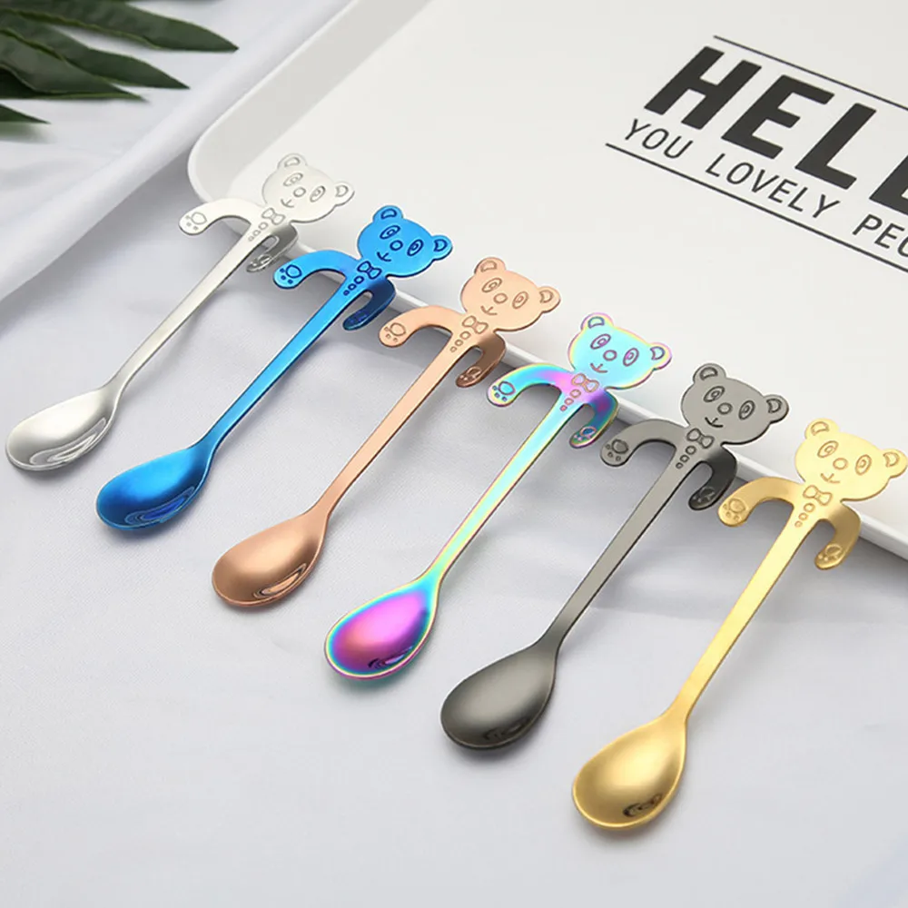 

6pcs Stainless Steel Cute Cartoon Panda Coffee Spoon Ice Cream Dessert Tea Spoon Spoon Teaspoon Tableware Strring Spoons