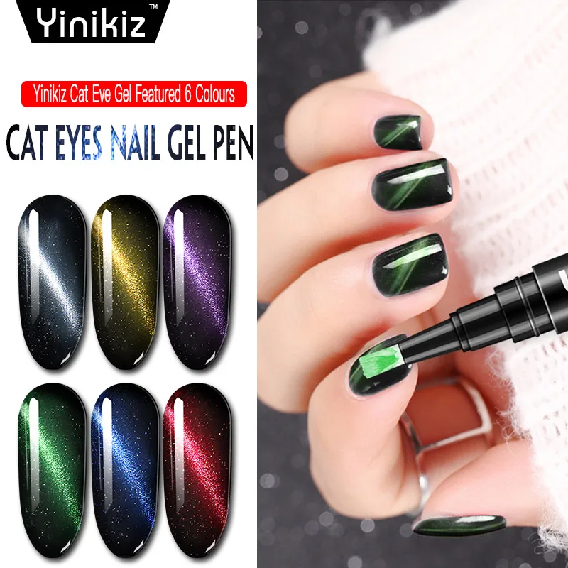 

Yinikiz Cat Eyes UV Gel Pen 3D DIY Magnetic Top Coat Cat's Eye Varnish Nail Gel Polish Soak Off Gel Nail Lacquer
