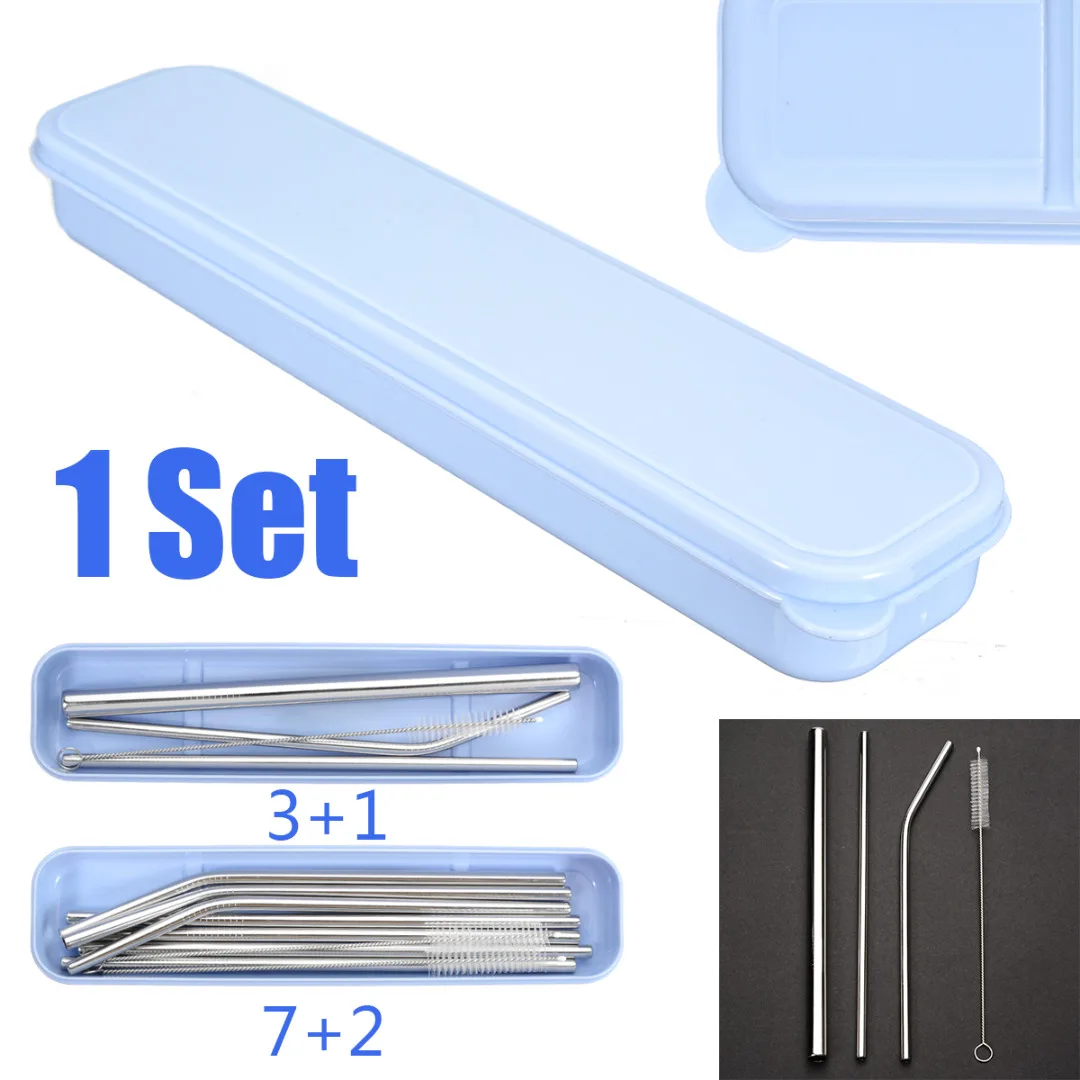 

1Set Reusable Drinking Straw 18/8 High Quality Stainless Steel Metal Straw with Cleaner Brush For Mugs Drinkware