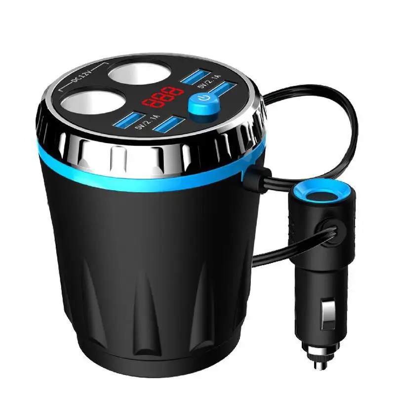 

Car Charging Cup Socket Splitter Max 5V 3.1A 2 Charging Socket 4 USB Ports for iphone samsung Dual Cigarette Lighter Car Cup
