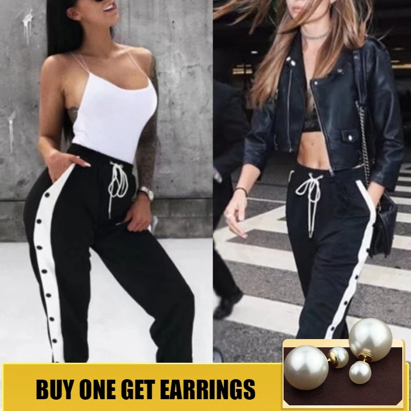 

HOUZHOU Harem Pants High Waist Spring 2019 Women Streetwear Punk Joggers Trousers Elastic Waist Drawstring Slim Pencil Female