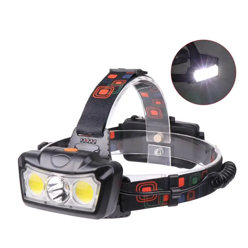 

LumiParty USB Rechargeable 3 LED Strong Flashlight + COB Headlamp Light COB LED Headlight Head Torch Flashlight