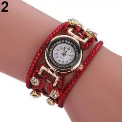 Женские Модные кварцевые наручные часы с широким браслетом и инкрустацией из страз