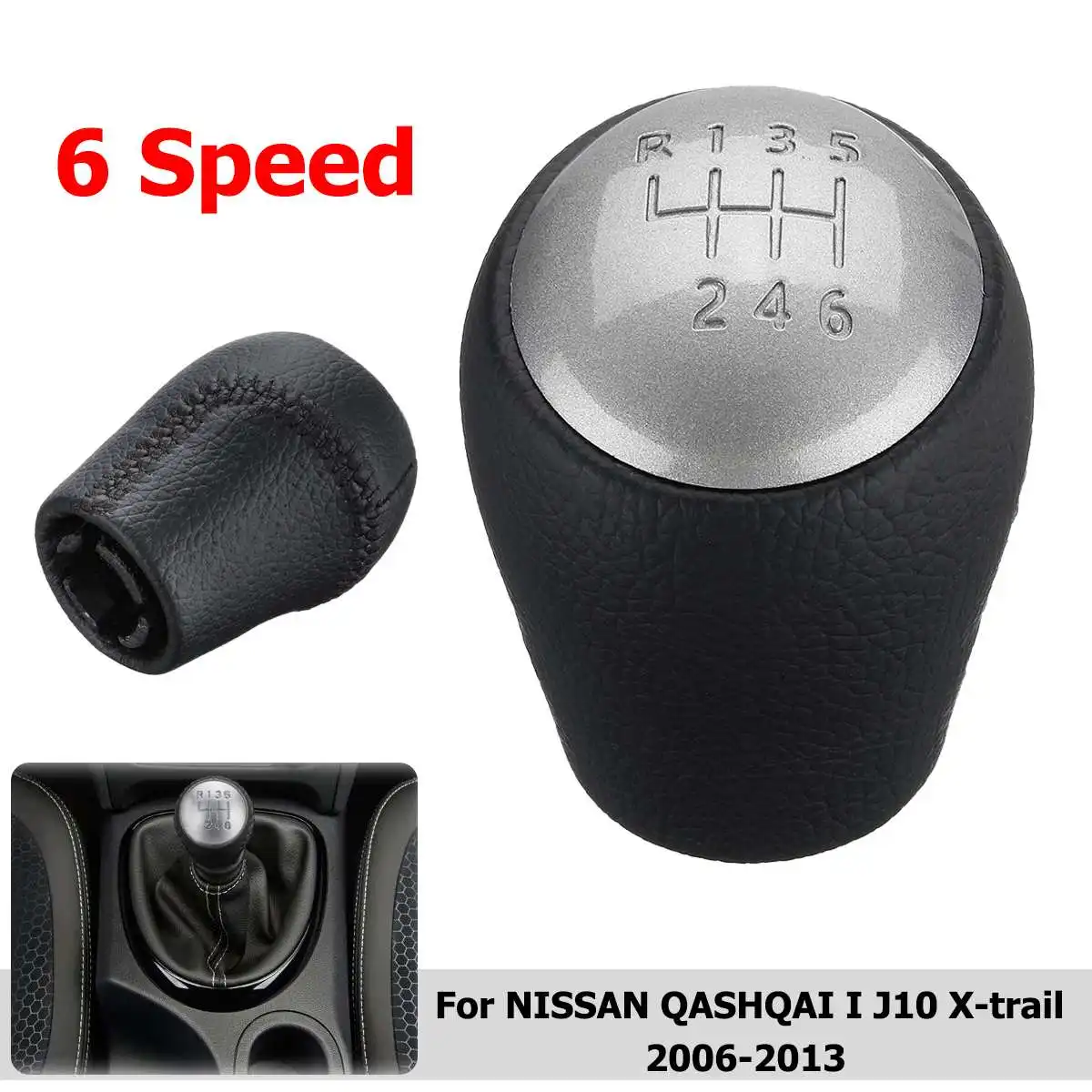 

6 Speed MT Car Gear Shift Knob Head Shifter Knob For NISSAN QASHQAI I J10 X-trail 2006-2013