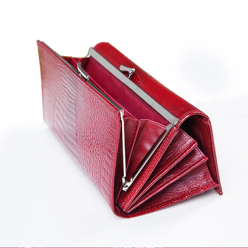 

Leather Ladies Long Wallet Crocodile Pattern Top Layer Leather Wallet Clutch Bag Purse Women Fashion Purse