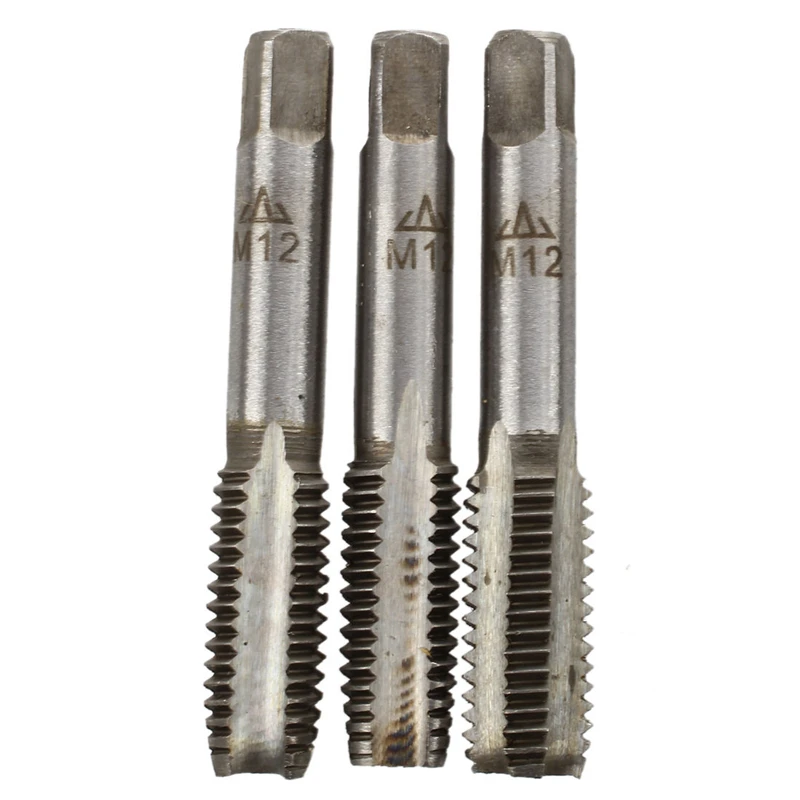 

3 Pcs Hardware 12mm x 1.75mm Machine Bottoming Taper and Plug Metric Tap