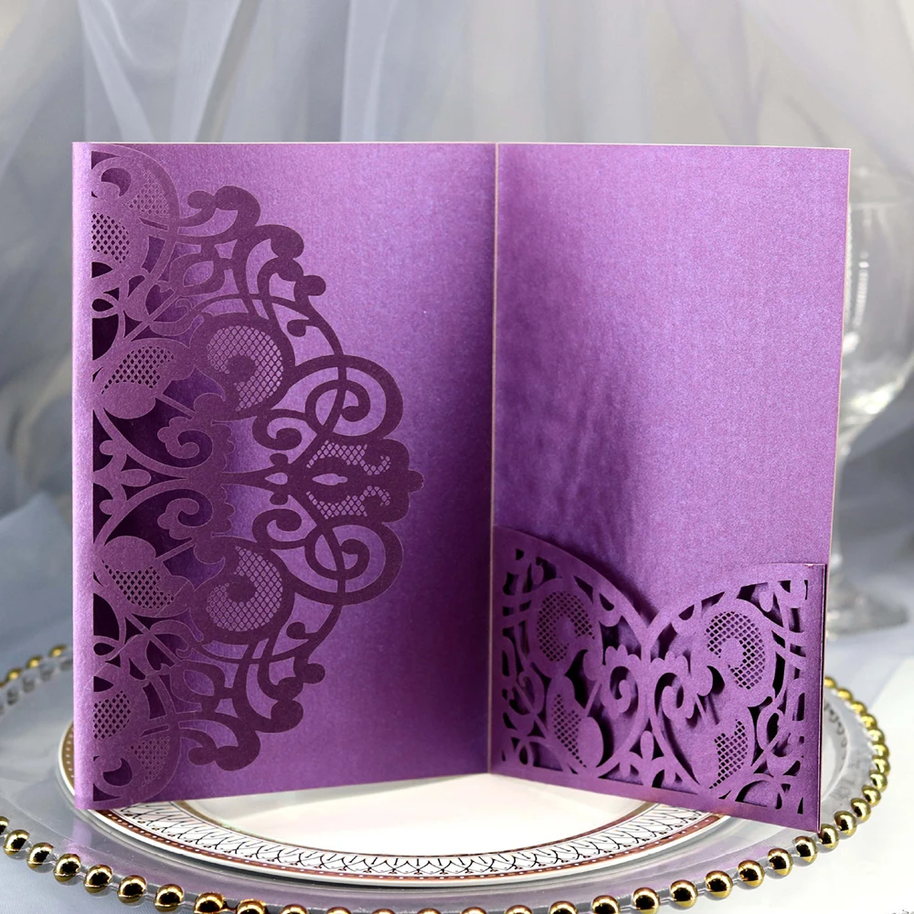 10pcs/set Lace Cut Wedding Invitations Cards Greeting Business Invitations Cards Party Supplies 201 - 32991104650