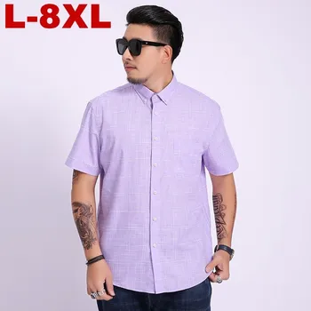 

Plus Size Summer New Men's Shirt Fashion Casual Slim Men's Short Sleeve Shirt Brand Large Size Clothes 6xl 7xl 8xl