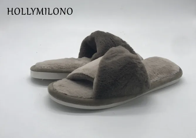 

MAN FASHION WINTER WF19 INDOOR MALE SANDALS SPRING FALL AUTUMN DESIGN FAUX FUR SOCCER SLIDES HOME SLIPPERS FOR MEN MIXED BROWN