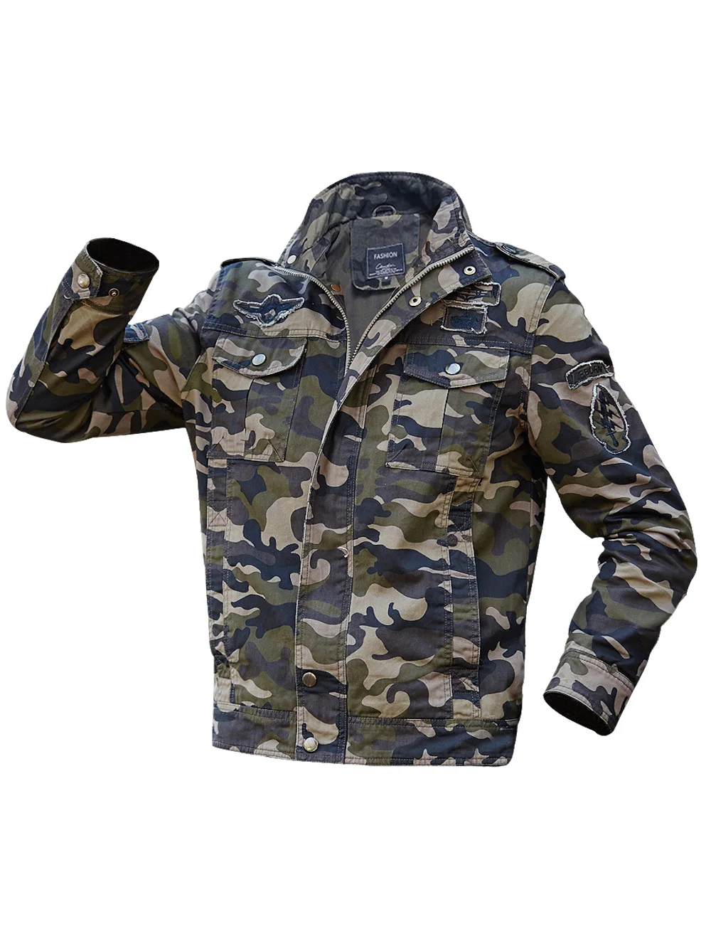 

Appliques Camouflage Printed Hunting Jacket Warm and Windproof Camping Hiking Traveling Hunting Camouflage Jacket