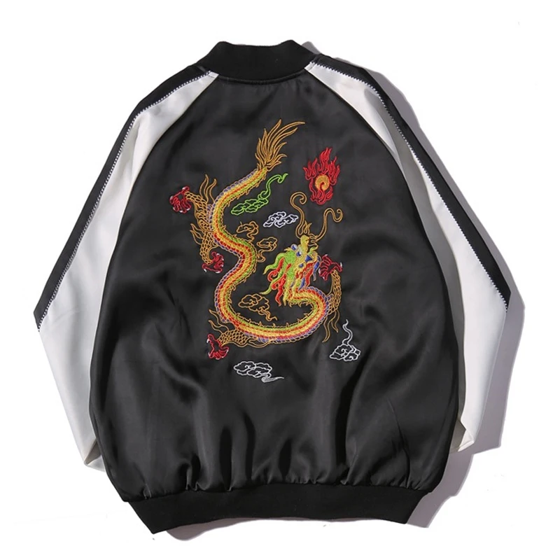 

Japan Yokosuka Jacket Men Women Chinese Dragon Embroidery Fashion Vintage Baseball Coats Hip Hop Bomber Jackets Streetwear Ws220