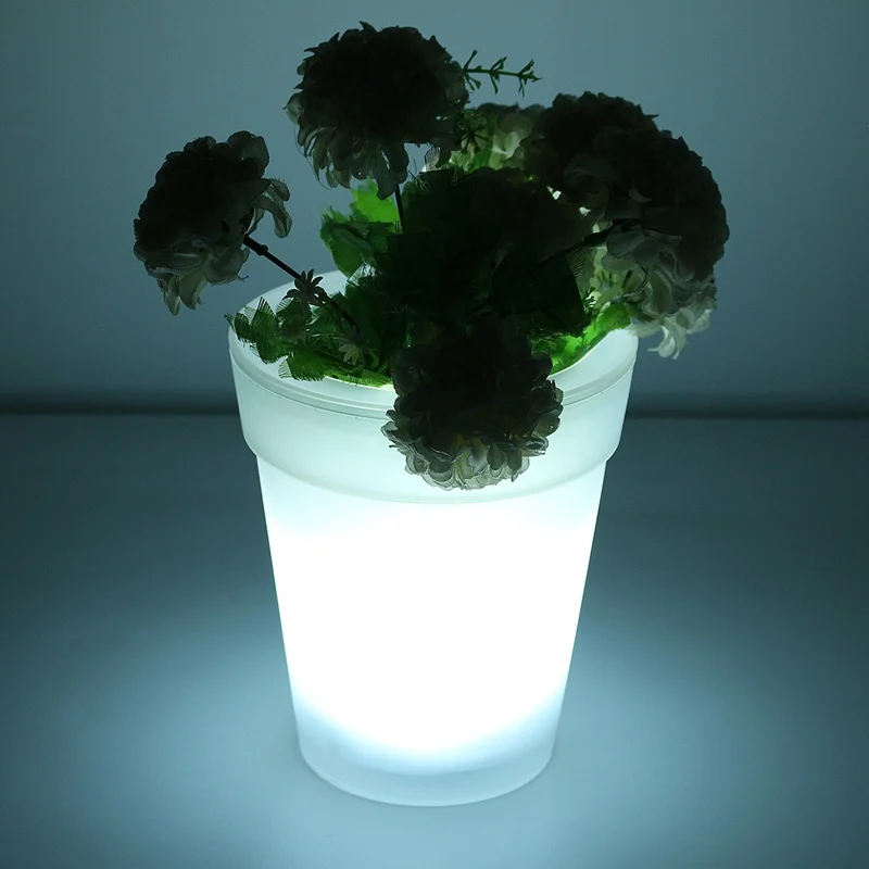 

Solar Power LED Soalr Light Illuminated Lighting Outdoor Flower Pot Plastic Planter White Home Garden Decorative
