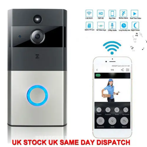 

Smart Video Wireless WiFi Door Bell IR Visual Camera Record Security System Kit