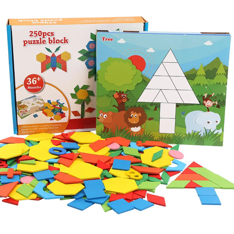 Детская Геометрия Tangram/Jigsaw Board Jigsaw Puzzle Деревянные игрушки Мужская Девочка просвещение интеллект 3-4-5-6 лет