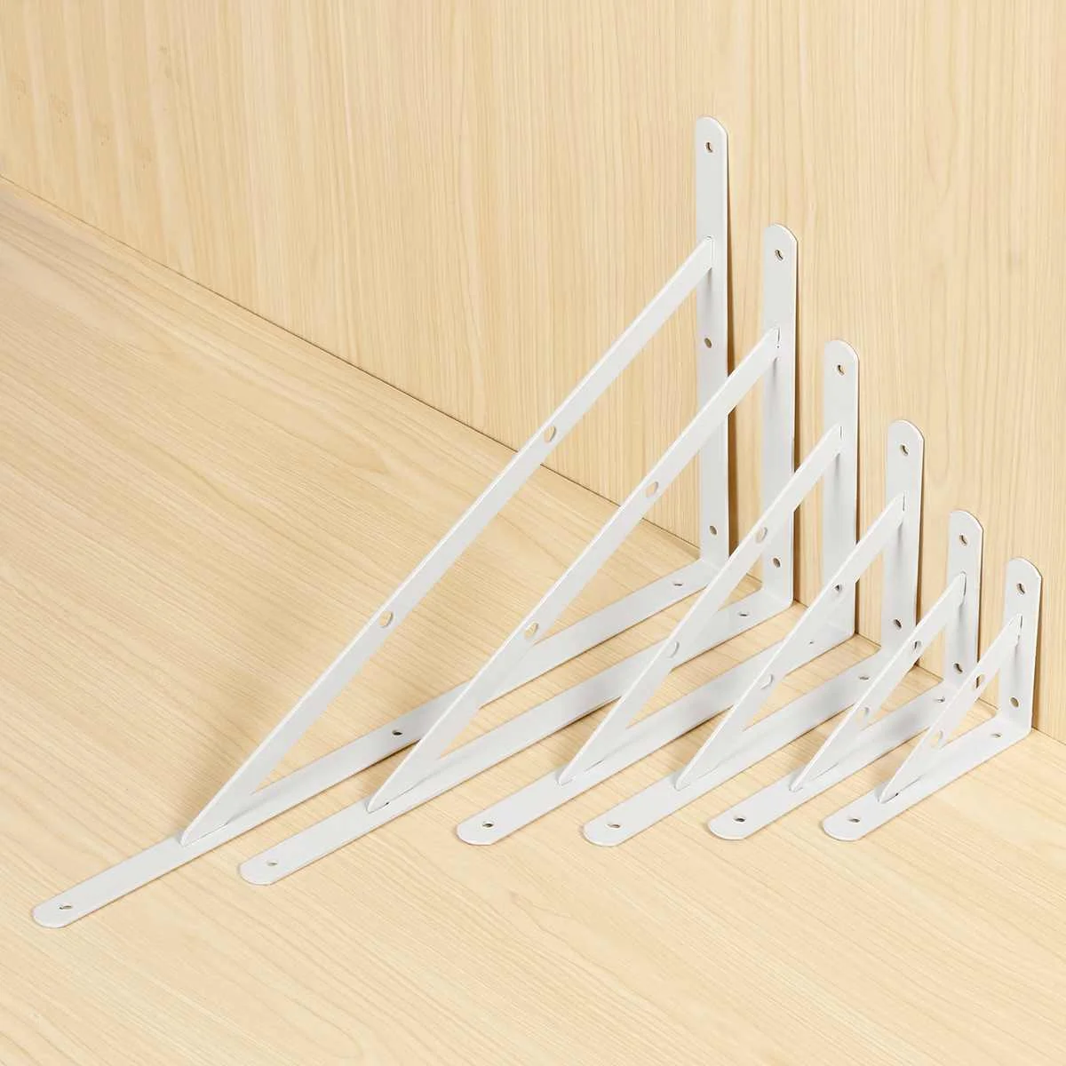 

6Sizes White Iron Painted Triangle Support Shelf Bracket Wall Hanging Clapboard Shelving Floor Frame Kitchen Computer Wall Table