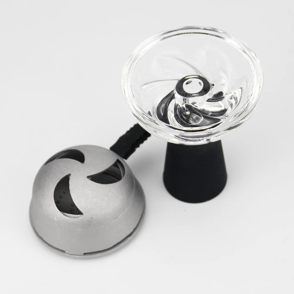 

New Style Silicone Hookah Bowl with Crescent Charcoal Holder Narguile Sheesha Chicha Glass Tobacco Bowl Metal Shisha Kaloud