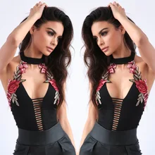 1 шт боди 1X сплошной цвет вышивка цветочный пуш-ап женский комбинезон; Летний комбинезон с открытой спиной Бандажное нижнее белье