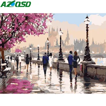 

AZQSD Modern DIY Oil Painting By Numbers Cherry Tree Hand Painted Canvas Scenery Wall Picture Home Decoration Wall Art K717