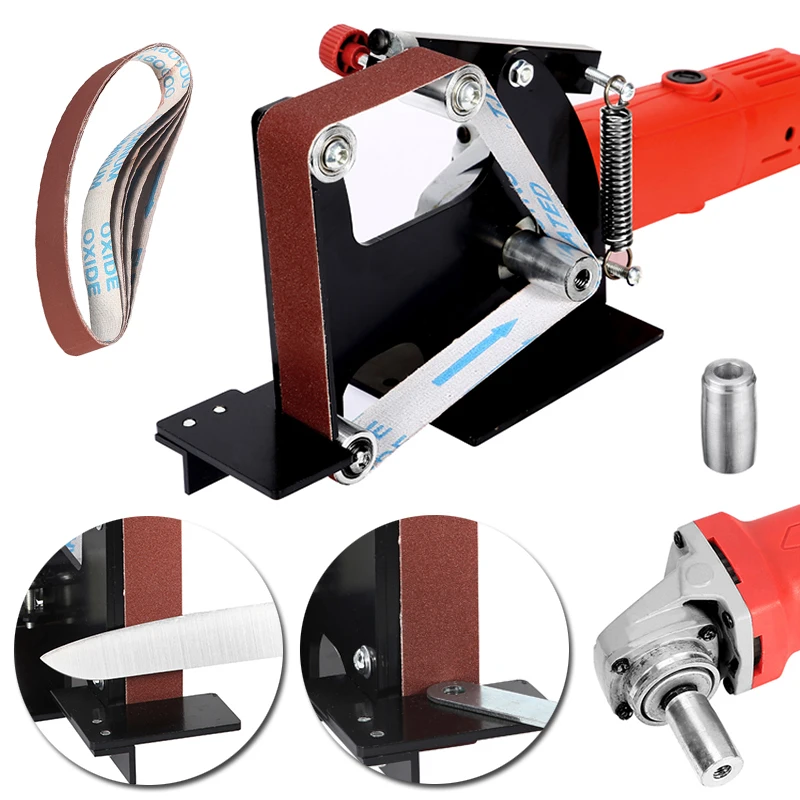 

DIY Mini M10 Angle Grinder Belt Sander Attachment Sanding Belt Adapter + Sanding Belts Electric Tool Accessories