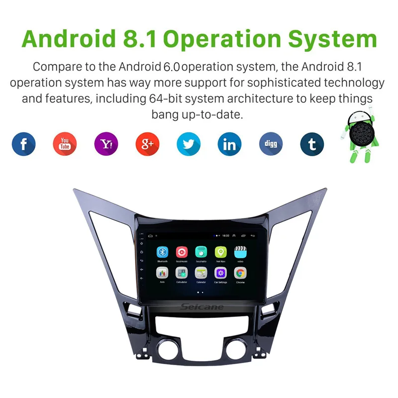 Seicane Android 9 0 Автомобильный мультимедийный плеер радио для 2011 2012 2013 2014 2015 HYUNDAI Sonata i40