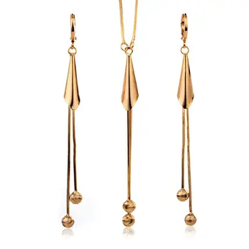 

Gold African Costume Jewelry Set Women Bijoux Femme Jewellery Joyas Brinco Ouro Long Earring Beads Necklace Indian Jewelry S0130
