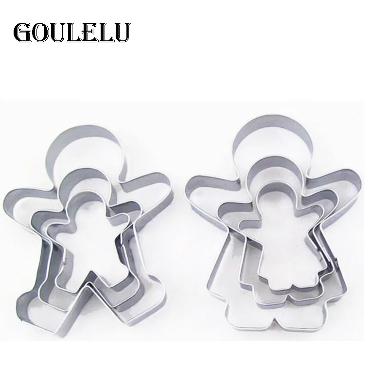 

3pcs Christmas Ginger Bread MAN WOMAN BOY GIRL Mold Make Press Tool Cake Pastry Biscuit Cookie Cutter CANDYKEE