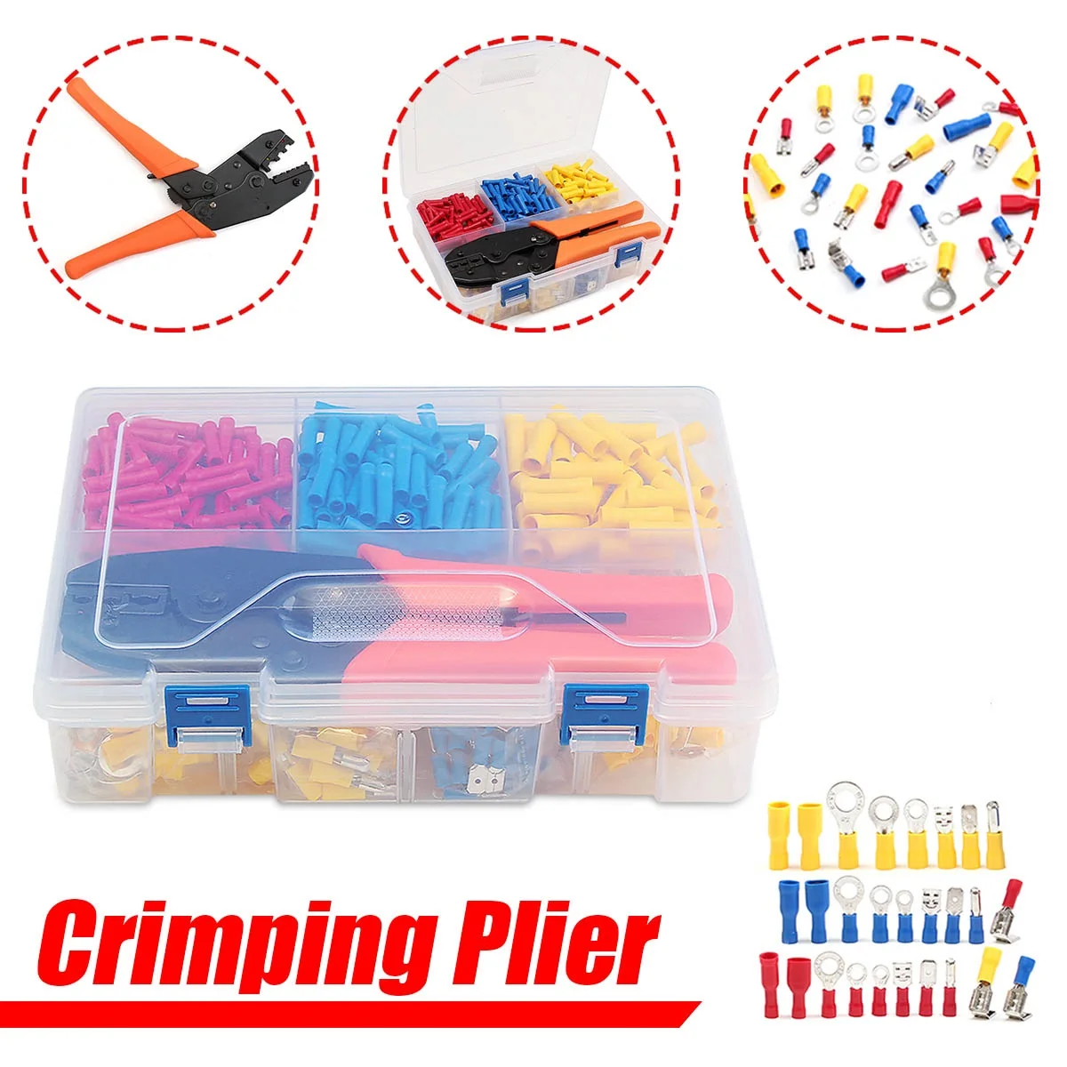 

780Pcs Wire Crimping Tool Kit Electrical Ring Terminals Wire Connectors With Crimping Pliers 22-10AWG Male Female Spade Bullet