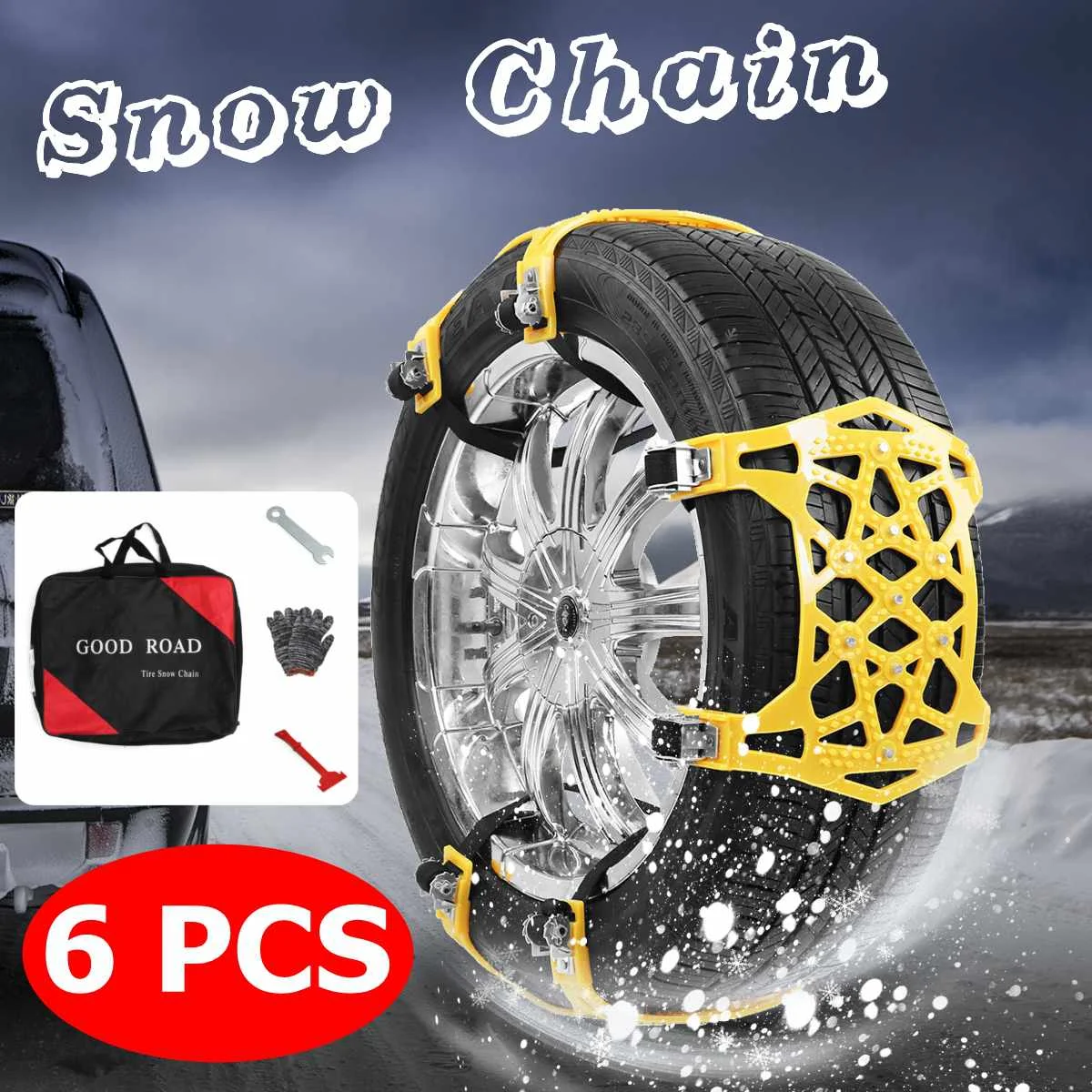 

6pcs Thiciken Anti-skid TPU Snow Chains Universal Car Suit Tyre General Automobile Tire For SUV Off-road Safety Chains Snow Mud