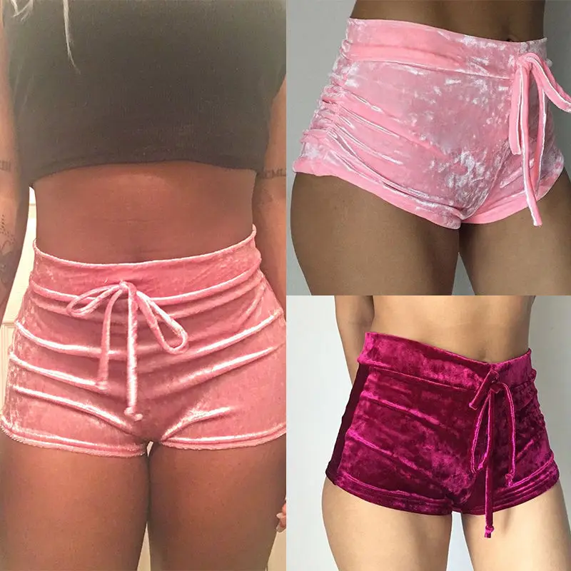 

Women Ladies Summer Velvet Shorts Hot Sexy Beach High Waist Shorts Running Skinny Short Pants