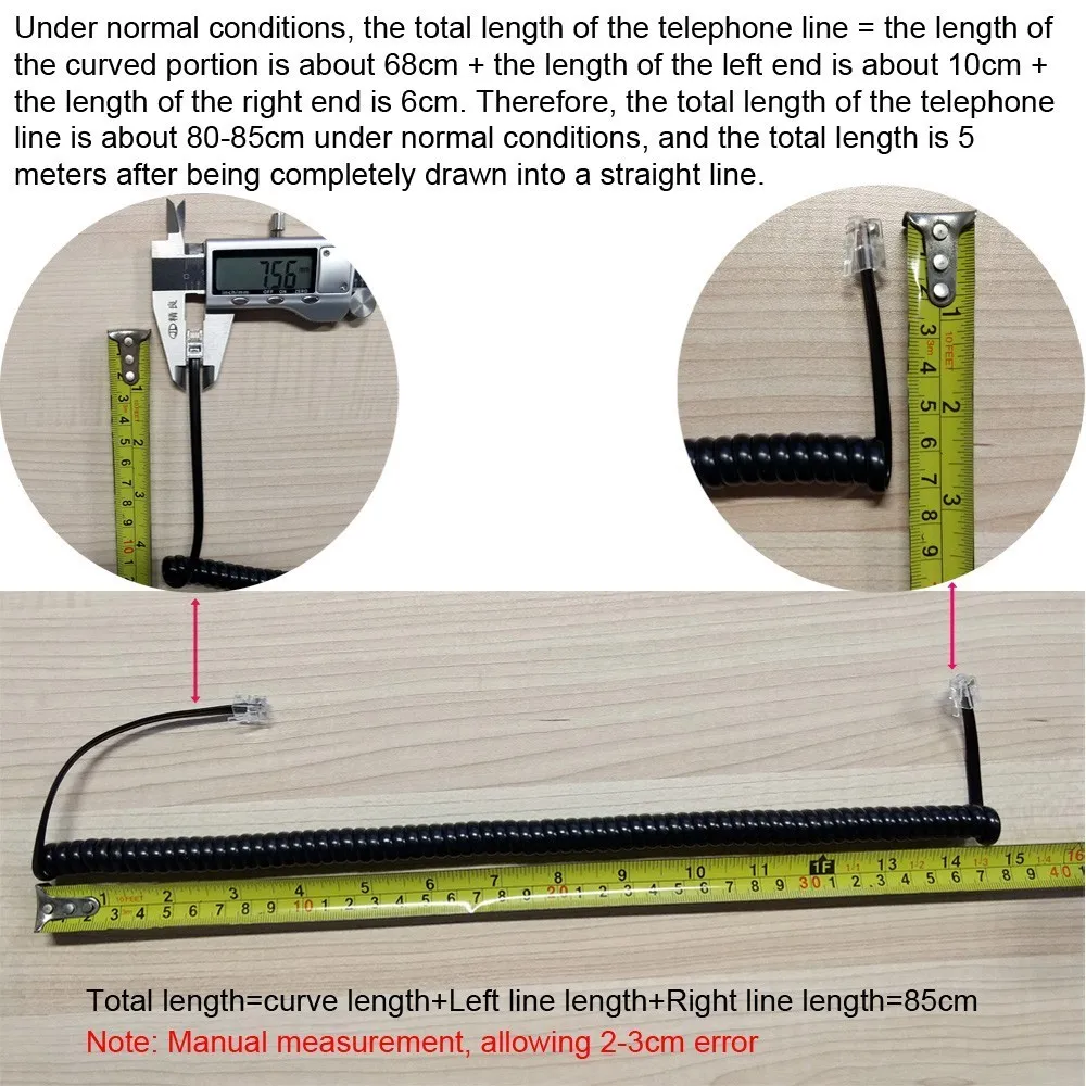 85 см длинный телефонный шнур выпрямить 5 м Микрофон приемник линии RJ22 4P4C разъем медный провод Телефон кривой громкости кабель телефонной трубки