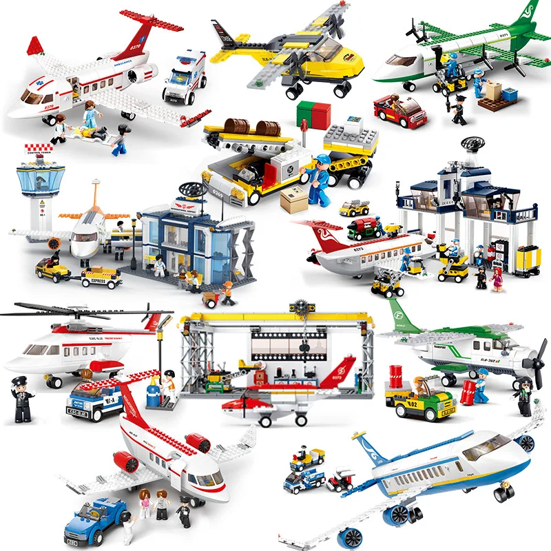 

City Plane Series International Airport Airbus Aircraft Airplane Legoed Building Blocks Sets Figures Bricks Toys for Children