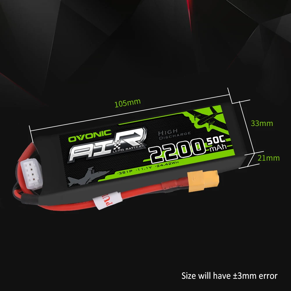 Аккумулятор ovoic 11,1 V 2200mAh 50C LiPo 3 S, Разъем XT60 для RC лодки самолета, мультимоторный Квадрокоптер, Хели хобби, запчасти