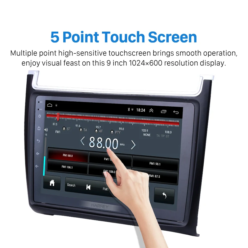 Excellent Harfey for VW Volkswagen Polo 2012-2015 9" Android 8.1 Car Audio Stereo GPS Navigation with 1080P Video Bluetooth car Radio SWC 2