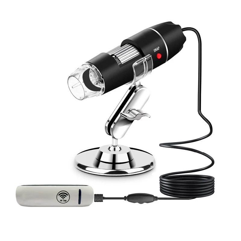 50 to 1000x WIFI Magnification, 8 LED USB 2.0 Digital Microscope, Mini Camera with WIFI Transmitter and Metal Stand, compatible