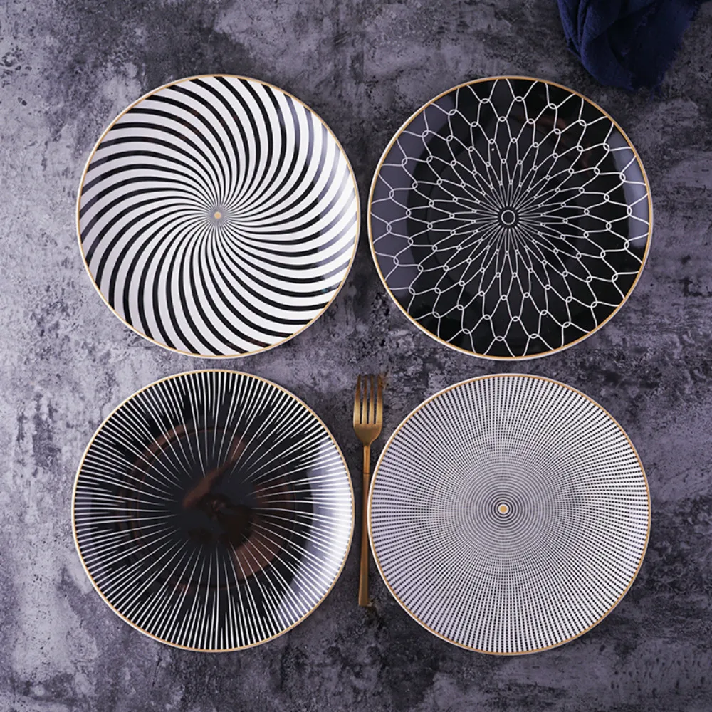 

Nordic New 8 Or 10 Inch Main Course Plates Geometry Tableware Dinner Dish Porcelain Dessert Dinnerware Set Cake Ceramica Salver
