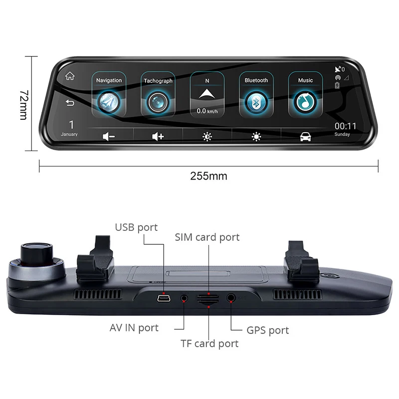 Anstar Android 4G 10'' Rearview Mirror Night Vision Car Mirror FHD 1080P Dash Cam ADAS GPS Rear View Car Video Recorder