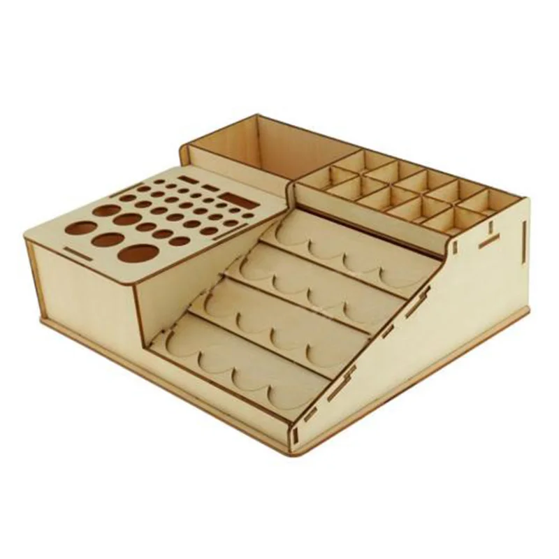 

Wooden Pigment Paint Bottles Rack Organizer Epoxy Tools Storage Model Box