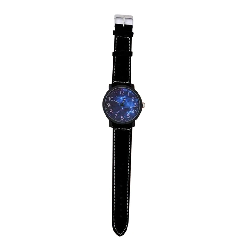 

Ulzzang Black Alloy Student Star Watch Matte Leather Strap Fashion Simple Student Quartz Watch