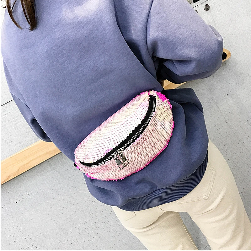 

Fashion Sequin Waist Bags Shiny Women Chest Sling Bags Personalized Fanny Pack Summer Travel Money Belt Bag Phone Packs Ladies