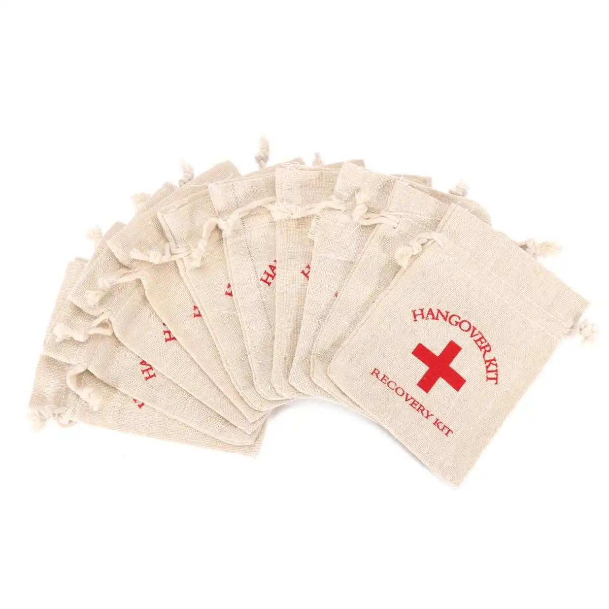 

NEW 10pcs Set Hangover Survival Kit Cotton Linen Bags First Aid Party Storage Supply Emergency Kits