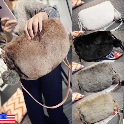 

2019 New Plush Backpack Winter Toddler Fur Handbag Faux Fur Chain Bag Shoulder Bag Tote Purse Messenger Travel