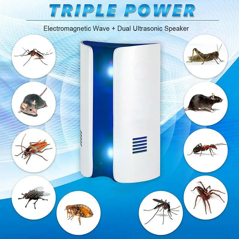

2018 New Multi-Functional Dual Ultrasonic+ Electromagnetic Wave Electronic Dispeller Repellent Insect Repeller for Mouse Mosquit